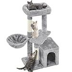 Yaheetech Cat Tree Cat Tower for Indoor Cats, Cat Scratching Posts with Condo/Comfy Basket/Perch, Cat House, 87cm Light Grey