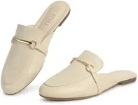 MUSSHOE Mules for Women Flats Comfortable Slip on Women Mules Backless Loafers,Beige pu 8.5