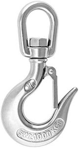 QWORK Slip Hooks, Swivel Lifting Hook, Clevis Hook, 2000lb Stainless Steel Rotatable Swivel Lifting Clevis Chain Hook with Safety Latch Used for Project Hoisting Machinery, Metallurgy Mining Equipment