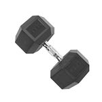 CAP Barbell 90 lb Rubber Coated Hex Dumbbell with Contoured Chrome Handle