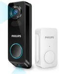 PHILIPS Dual Camera Video Doorbell Wireless, 2K with HDR, Security Camera, Wi-Fi Video Doorbell with Chime, No Monthly Fees, Compatible with Alexa & Google Assistant, Battery/Wired Powered