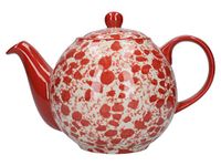 London Pottery Splash Globe Teapot with Strainer, Stoneware, Red/White, 4 Cup (900 ml)