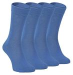 Sock Snob - 4 Pairs Bamboo Finely Knit Thin Super Soft Suit Socks for Men & Women (as8, numeric, numeric_7, numeric_11, regular, regular, Denim Blue)