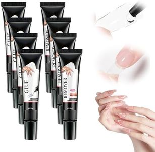 8 PCS Newly Upgraded Quick-Drying Semi-Solid Nail Glue with Remover,No UV Light Needed, Long Lasting Glue for Press On Acrylic Nails