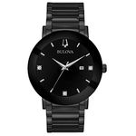 Bulova Modern Quartz Men's Watch, Stainless Steel Diamond , Black (Model: 98D144)