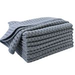 Polyte Ultra Premium Microfiber Kitchen Dish Hand Towel Waffle Weave, 8 Pack (12x12 in, Grey)