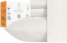 100% Organic Cotton Sheets - Crisp and Cooling Percale Weave, 4 Piece Bedding Set, Deep Pocket with All-Around Elastic (Full, Ivory)
