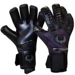 Renegade GK Eclipse Recon Professional Goalie Gloves with Pro Fingersaves Black| Black Soccer Goalkeeper Gloves (Size 7, Youth, Junior, Neg. Cut, Level 5)