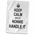 3dRose "Keep Calm and Let Nonnie Handle It/Fun Funny Grandma Grandmother Gift Towel, Polyester/Cotton, White, 15 x 22-Inch