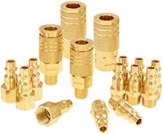 SUNGATOR Air Fittings, (16-Piece) Air Coupler and Plug Kit, Solid Brass Quick Connector Set, Industrial 1/4" NPT Air Tool Fittings Set with Storage Case