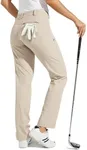 Willit Women's Golf Pants Stretch Hiking Pants Quick Dry Lightweight Outdoor Casual Pants with Pockets Water Resistant Khaki 14