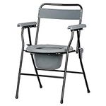 NRS Healthcare Folding Portable Non Slip Commode, Medium, Grey and Black