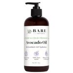 Bare Botanics Pure Avocado Oil 473ml | 100% Pure & Cold Pressed Avocado Oil for Hair & Dry Skin | Avocado Body Oil for Skin Moisturizer| Vegan Cruelty-Free and GMO-Free