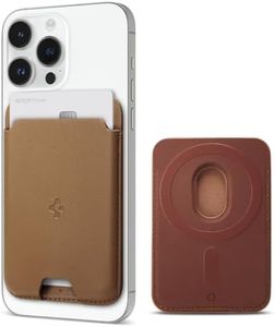 SPIGEN Valentinus (MagFit) Magnetic Wallet Card Holder 2-Cards Designed for MagSafe Compatible with iPhone MagSafe Series - Brown