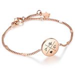 TMT® Personalised bracelets for womens and girls | initial bracelet engraved heart and infinity symbol | friendship bracelet comes in silver rose gold | Perfect Gift for best friend Mum Daughter