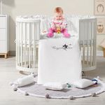 StarAndDaisy Round Wooden Cot for Baby/Bed for Infants, Toddler & Kids with Multi Height adjustments -White