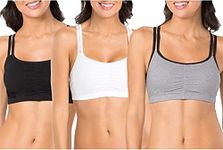 Fruit of the Loom Women's T-Shirt Sports Bra (Pack of 3), Grey with Black/White/Black Shade, UK 10