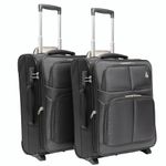 Aerolite 55x40x20cm (Expandable 55x40x23cm) 48L Ultra Lightweight Eco Friendly Carry On Hand Cabin Luggage Travel Suitcase 55x40x20 to 55x40x23 with 2 Wheels & TSA Approved Lock (Set of 2, Black)