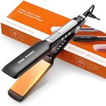 Faszin Professional Hair Straighteners, 42mm Wide-Plate Titanium Negative Ion Flat Iron, 30s Rapid Heating, Real-time Temperature Display, 11 Adjustable Temperature Levels (130-230℃) (Black)