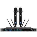 DIGIMORE UHF Wireless Microphone System with True Diversity | 200 Channels | 750ft Range | Metal Body with Flight Case | DSP Frequency Lock | Stage, PA, Karaoke, Public Speaking, Church (D-325)