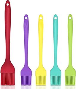 ETHEL Silicone Basting Brush Set 5 Pack Heat Resistant Pastry Brushes Spread Oil Butter Sauce for BBQ Grill Barbeque Kitchen Baking Cooking Pastries, 1 Large & 4 Small