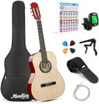 Moukey 36 Inch Acoustic Guitar for Beginners Kids Youth 3/4 Size Dreadnought Travel Guitarra Acustica Kit with Chord Poster, Gig Bag, Tuner, Picks, Nylon Strings, Capo, Strap - Natural
