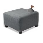 NeColorLife Square Ottoman Cover Large,Stretch Square Ottoman Covers Slipcover, Soft Knitted Jacquard Cover for Ottoman Square,Living Room Storage Stool Ottoman Covers Footstool Protection(Grey,Large)