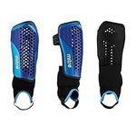 Mitre Aircell Carbon Guard Football Shin Pads, Breathable, Lightweight Design, Adult, BLACK/CYAN/YELLOW, L