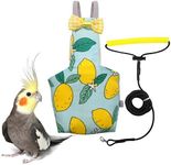 VANFAVORI Bird Diaper Harness Flight Suit Clothes with 80 Inch Flying Leash Rope for Parrots Conure Cockatiel Pet Birds Weight 80-105 Grams, M Size Lemon, Including A Cotton Pad