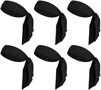 Tough Headwear Tie Headband for Men - Tennis Headband for Women, Sweat Band for Workout, Running, Football, Basketball, Athletics - Black