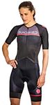 Sundried Womens Pro Trisuit Triathlon One Piece Aero Cycling Skinsuit Tri Suit (Black, M)