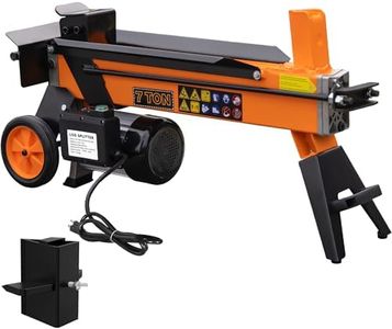 PPOLB 7 Ton Electric Wood Splitter, 15Amp Hydraulic Log Splitter with Detachable Cross Blade Cutting Head, Portable Firewood Splitter, Compact Horizontal Design for Backyard, Garage, Cabin - Orange