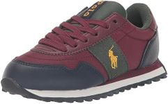 POLO RALPH LAUREN Boy's Train 89 Pp Sneaker, Wine/Navy/Yellow, 1 Little Kid