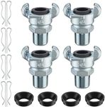 Therwen 4 Sets NPT Iron Air Hose Fitting 2 Lug Universal Coupling Chicago Fitting for Female and Male End (Male End,3/4'')