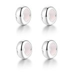 GW Clip Stopper Charms 925 Sterling Silver Round Rondelle Spacer Beads for Charm Bracelets, Gift for Women Girls (4pcs Silver Charm Stopper)