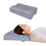 CareFoam Memory Foam Cervical Neck Pillow | 2 Years Warranty | Pain Relief Sleep, Improves Posture Spinal Alignment, Neck Pain Relief | 19 x 11 x 3.5 Inch | Blue Melange Cover | Pack of 1