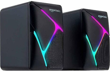 amazon basics 2 X 3W Multimedia PC Gaming Speaker with Aux Connectivity, USB Support, Volume Control, and RGB Lights