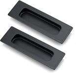 HOMOTEK 2 Pack 120mm Flush Sliding Closet Door Pulls, Recessed Finger Pulls for Sliding Barn Bypass Door Handles, Cabinet Drawer Rectangular Invisible Pull- Small Size 4.75 in, Black