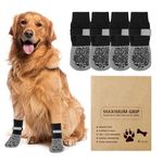 Anti Slip Dog Socks Paws Stop Licking, 2 Pairs Dog Boots Protector Socks with Adjustable Strap, Breathable Cotton Dogs Boot Shoes, Protect Injured Paws, Ideal for Indoor Outdoor Hardwood Tile Floors