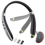 Galirity Bluetooth Headset,2024 Neckband Bluetooth Headphones With Retractable On Ear Earbuds,Noise Cancelling Stereo Earphones With Mic,Foldable Wireless Headphones For Sports Office With Carry Case