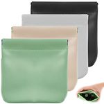 4 Pcs Lambskin Pocket Cosmetic Bag, Portable Waterproof Small Makeup Bag No Zipper Self-Closing Small Makeup Pouch for Women Mini Makeup Bag Travel Storage for Cosmetics Headphones Jewelry(B-Style)