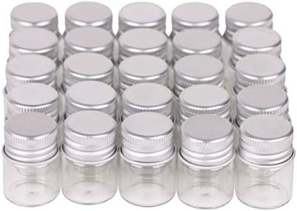 MaxMau 100 Sets Small Glass Bottles with Aluminum Cap Screw Top Lids 5 Milliliter Tiny Vials DIY Art Craft Storage