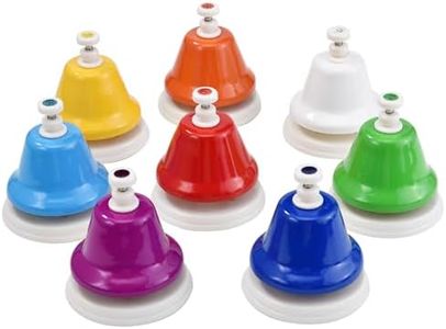 HILAZA Desk Bells for Kids, 8 Note Diatonic Hand Bells, Rainbow Music Handbells Table Top Bells Musical Percussion Instrument