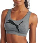 PUMA Women's Seamless Sports Bra, Big Cat Medium Heather Grey, X-Large