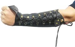 Nachvorn Handmade Leather Arm Guards Bow Hand Shooting Glove Adjustable for Hunting Shooting Target Practice Bow Black