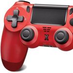 ARCELI Wireless Controller, Upgraded Controller Wireless for PS-4/Slim/PC, Bluetooth Gamepad Joystick with Dual Vibration/Touch Panel/ 3.5mm Audio Jack (Red)