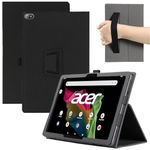 GEJEFA Case for Acer Iconia Tab A10, Premium PU Leather Protective Case with Hand Strap [Auto Wake/Sleep] Shockproof Folding Stand Cover for Acer Iconia Tab A10, Black