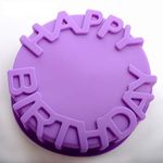 NETXE Silicone Cake Mold Big Round Shape Cake molds Happy Birthday Letter Mould for Cakes Baking Tools Cake pan Microwave Oven (Multi Color)