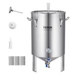 VEVOR 304 Stainless Steel Kettle, 16 Gallon Beer Brew Fermentor, Brew Bucket Fermentor for Brewing, Home Brewing Supplies with Base, Kettle Stock Pot Includes Lid, Handle, Valve, Spigot, Thermometer
