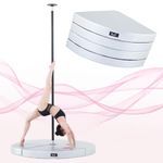LUPIT POLE - PREMIUM Dance Pole Crash Mat | Dance Mats Perfect for Beginners and Professionals | Premium Round Dance Pole Mats with Sewn-in Handles - 4'11" Wide, 4.72" Thick - Silver